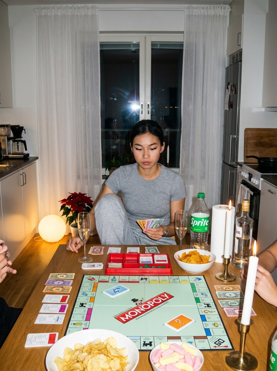 Girl Playing Monopoly